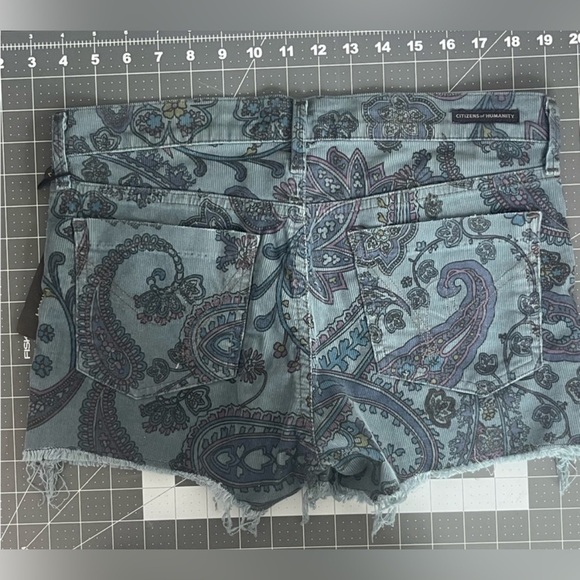 Citizens of Humanity‎ Manic Cheeky Short Corduroy Paisley Frayed Size 27 NWT - Picture 3 of 12